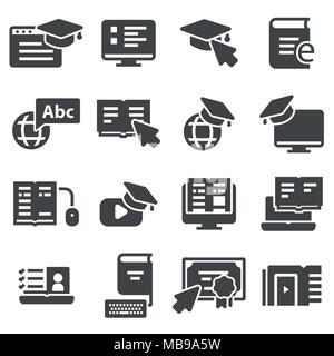Simple Set of Online Education Related Vector Icons. Contains such icons as online lecture, diploma, communication and more. Stock Vector