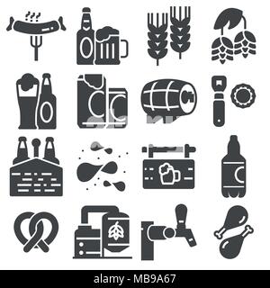 Simple Set of Beer Related Vector Icons on white background Stock Vector