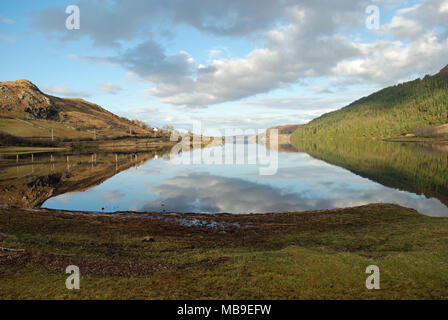 View of Lough Finn near Fintown in County Donegal, Ireland. Fintown railway runs along its lakeshore. Stock Photo