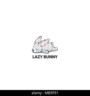 Lazy bunny, cute gray rabbit sleeping icon, logo design, vector illustration Stock Vector