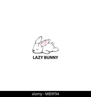 Lazy bunny, cute white rabbit sleeping icon, logo design, vector illustration Stock Vector