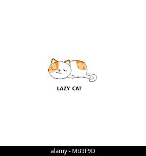 Lazy cat, kitten sleeping, logo design, icon vector illustration Stock Vector