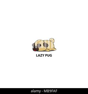Lazy dog, cute pug sleeping icon, logo design, vector illustration Stock Vector