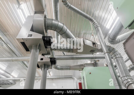 Industrial metal pipes, ventilation system Stock Photo