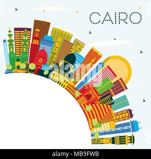 Outline Cairo Egypt City Skyline with White Buildings. Vector ...