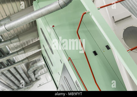 Industrial metal pipes, ventilation system Stock Photo