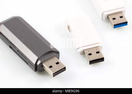 usb Flash drive on the white background, USB memory stick isolated on white. Stock Photo