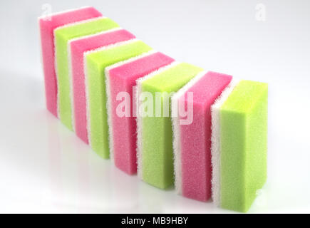 Sponge for dishes washing isolated on white background with clipping path. Stock Photo