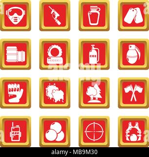 Paintball icons set red square vector Stock Vector