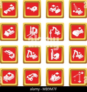 Building materials icons set red square vector Stock Vector Image & Art ...