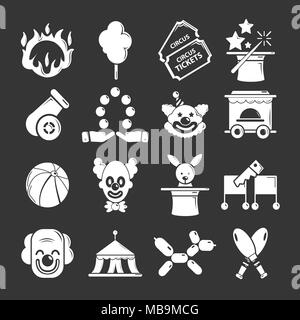 Circus icons set grey vector Stock Vector