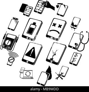 Repair phones fix icons set, simple style Stock Vector