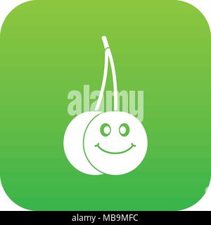 Ripe smiling cherry icon digital green Stock Vector