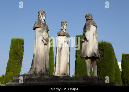 Statues of Christopher Columbus, King Ferdinand II of Aragon and Queen ...