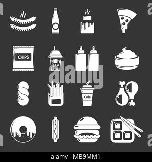 Fast food icons set grey vector Stock Vector