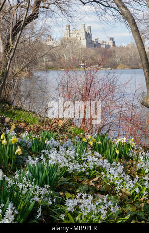 New York, USA. 8th April, 2018. A scene of sunny spring weather In Central Park, New York. Photo date: Sunday, April 8, 2018. Photo: Roger Garfield/Alamy Entertainment Credit: Roger Garfield/Alamy Live News Stock Photo