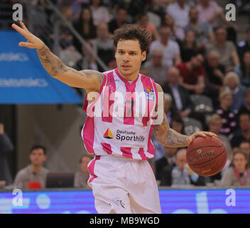 Bonn, Germany. 8th Apr, 2018. Basketball Bundesliga, BBL, Telekom Baskets Bonn vs. Alba Berlin: Konstantin Klein (Bonn) gestures, Gestik. Credit: Juergen Schwarz/Alamy Live News Stock Photo