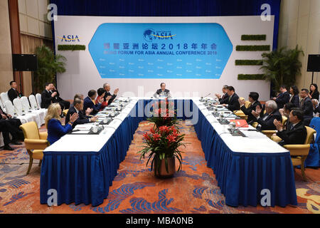Boao, China's Hainan Province. 9th Apr, 2018. The meeting of the newly-elected Council of Advisors of the Boao Forum for Asia (BFA) is held in Boao, south China's Hainan Province, April 9, 2018. Credit: Xing Guangli/Xinhua/Alamy Live News Stock Photo