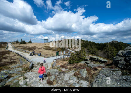 Bodenmais, Germany. 16th May, 2017. View from a rock of the summit of Großer Arber in the Bavarian Forest National Park, pictured on 16.05.2017 near Bodenmais, Germany. Credit: Thomas Eisenhuth/dpa - NO WIRE SERVICE - | usage worldwide/dpa/Alamy Live News Stock Photo