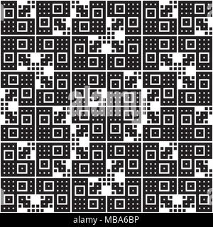 Seamless geometric pattern of simple shapes in black on white background Stock Vector
