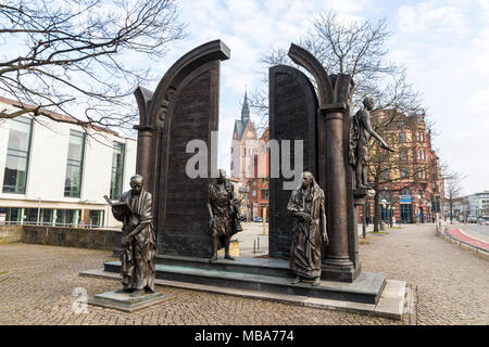 Hannover, Germany. Momument to the Gottingen Seven, a group of seven professors which protested in 1837 against the abolition of the constitution of t Stock Photo