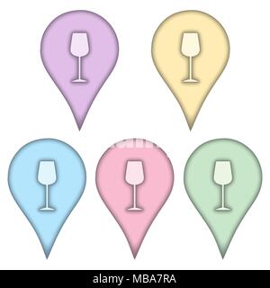 Glass in the technique of paper cut out. Logo for restaurants and bars. Stock Vector