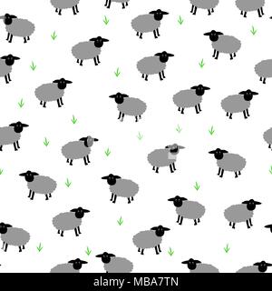 cute sheep seamless pattern on white background. illustration design Stock Vector
