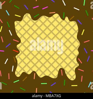 Sweet Donut Brown Texture. Glaze and Colored Sprinkles  Pattern Stock Vector