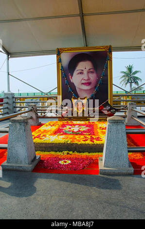 Jayalalithaa Memorial, the body of former Tamil Nadu Chief Minister and MGR's protégé J. Jayalalithaa is buried at this site, Chennai, Tamil Nadu, Ind Stock Photo