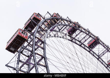 Low angle view of The Wiener Riesenrad giant ferris wheel, Prater amusement park Stock Photo