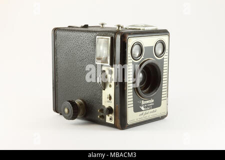 Old Box Brownie on white background Stock Photo