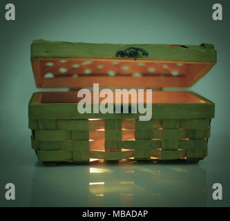 beautiful wicker casket .isolated on a light background. Stock Photo