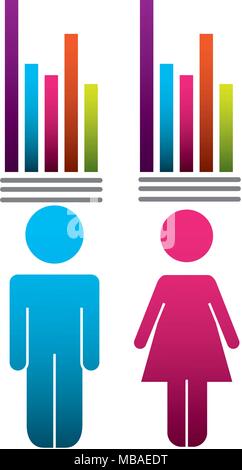 Population Infographic. Men And Women Demographic Statistics With Pie ...