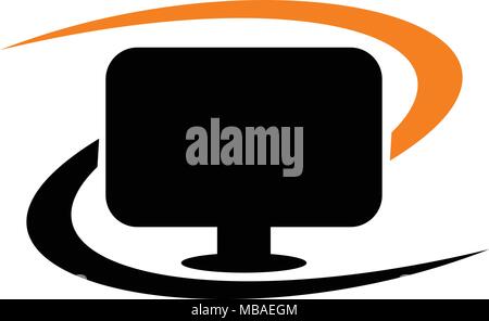 Computer Solution Logo Design Template Vector Stock Vector