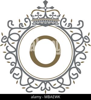 Crown Leaf Logo Initial O Stock Vector