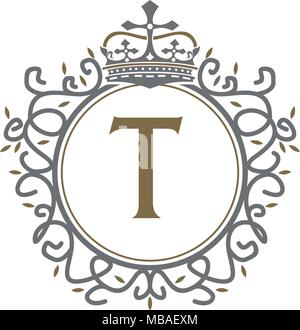 Crown Leaf Logo Initial T Stock Vector