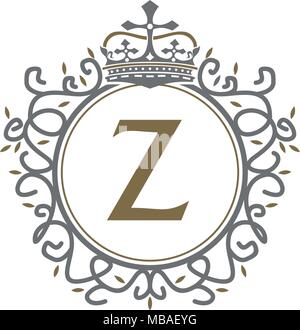 Crown Leaf Logo Initial Z Stock Vector