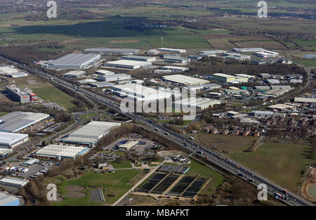 aerial view Normanton Industrial Estate, West Yorkshire, UK Stock Photo