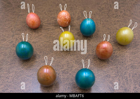 Easter eggs cute bunny. Funny decoration. Happy Easter Stock Photo