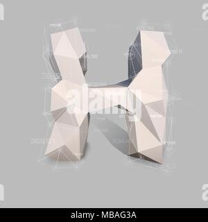 Capital latin letter H in low poly style. Stock Vector
