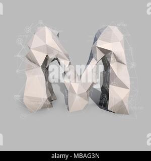 Capital latin letter M in low poly style. Stock Vector