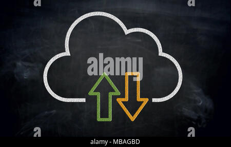 Data Cloud painted with chalk on blackboard. Stock Photo