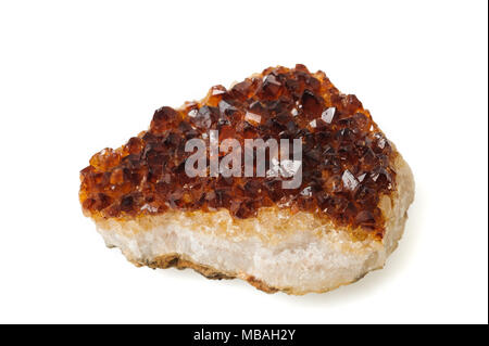 Citrine quartz, mineral stone isolated on  white background Stock Photo