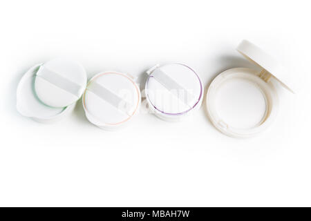 Refills of foundation and highlighter cushion on a white background Stock Photo