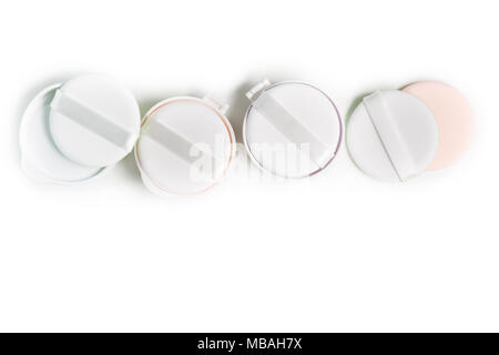 Refills of foundation and highlighter cushion on a white background Stock Photo