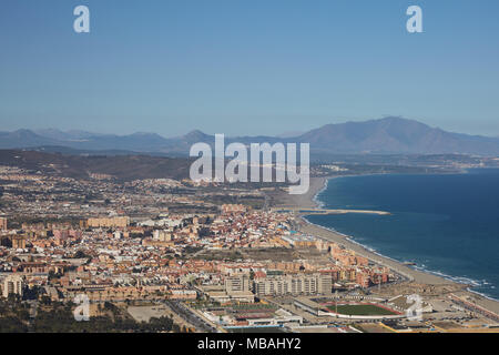 Beach and residential area in Gibraltar in British Overseas Territory. Stock Photo