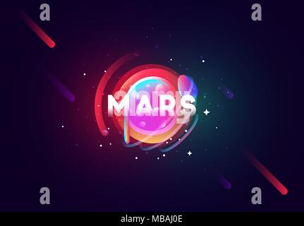 Mars planet bright abstract illustration. Space theme art background Stock Vector