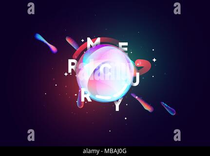 Mercury planet bright abstract illustration. Space theme art background Stock Vector