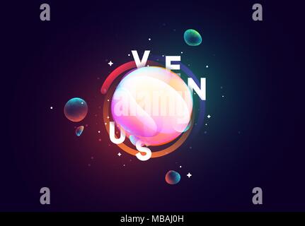 Venus planet bright abstract illustration. Space theme art background Stock Vector