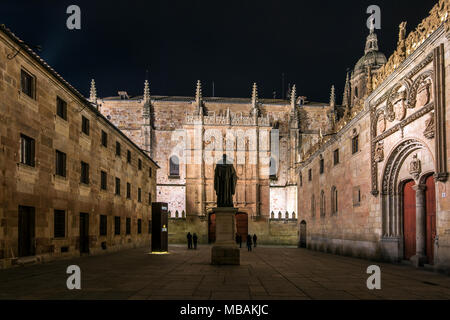 The plateresque facade of the University of Salamanca, the third oldest university in the world still in operation, Salamanca, Castile and Leon, Spain Stock Photo